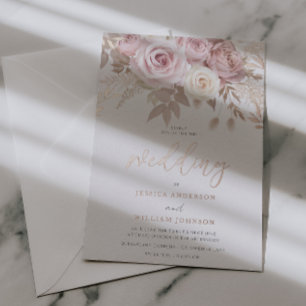 Invitation En Aluminium Rose Gold Divine Blush Floral Mariage Nouvelle Sai