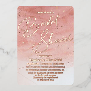 Invitation En Aluminium Rose Gold Élégant Rose Tendue Mariage Chic