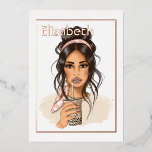 Invitation En Aluminium Rose Gold et Blush Anniversaire Tea Party