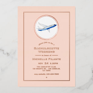 Invitation En Aluminium Rose Gold et Blush Travel Bachelorette Week-end