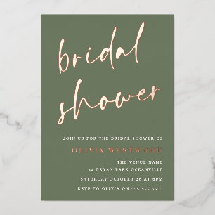 Invitation En Aluminium Rose Gold et Vert Sauge Mariage Moderne