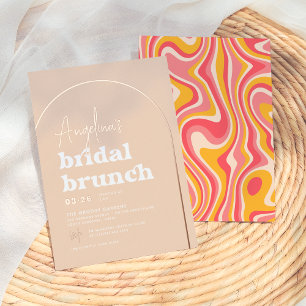 Invitation En Aluminium Rose Gold Foil Groovy Hippie Moderne Brunch de Mar