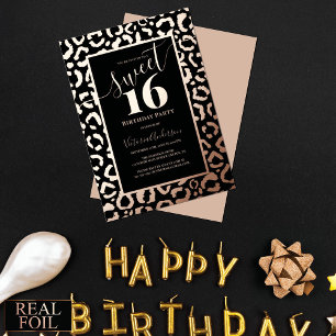 Invitation En Aluminium Rose Gold Léopard Guépard Impression Animale Sweet