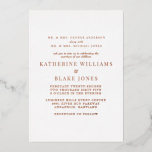 Invitation En Aluminium Rose Gold Les deux parents Mariage