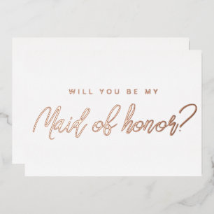 Invitation En Aluminium Rose gold minimal Tu seras ma demoiselle d'honneur