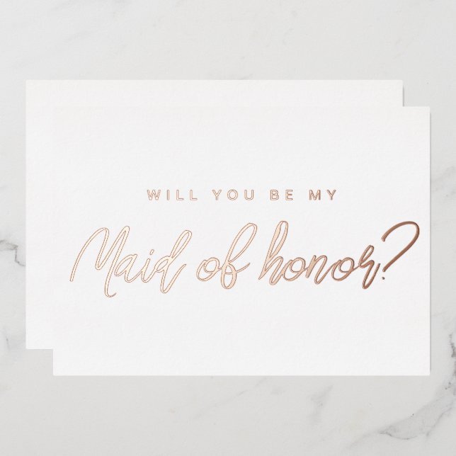 Invitation En Aluminium Rose gold minimal Tu seras ma témoin (Recto/Verso)