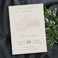 Rose Gold Mountain Pine Sketch Enregistrer la date