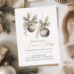 Invitation En Aluminium Rose Gold Naturel Beige Boules de Noël