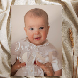 Invitation En Aluminium Rose Gold ONE photo de premier anniversaire
