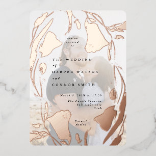 Invitation En Aluminium Rose Gold Printemps Bohème Fleur de Mariage Photo