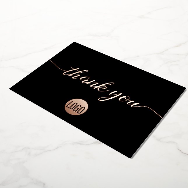 Invitation En Aluminium Rose Gold Thank you script custom logo (Rotation)