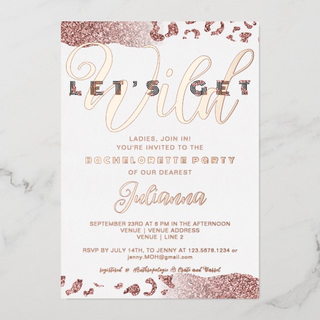 Invitation En Aluminium Rose Impressionnante Animaux Sauvages Enterrement  (Recto)