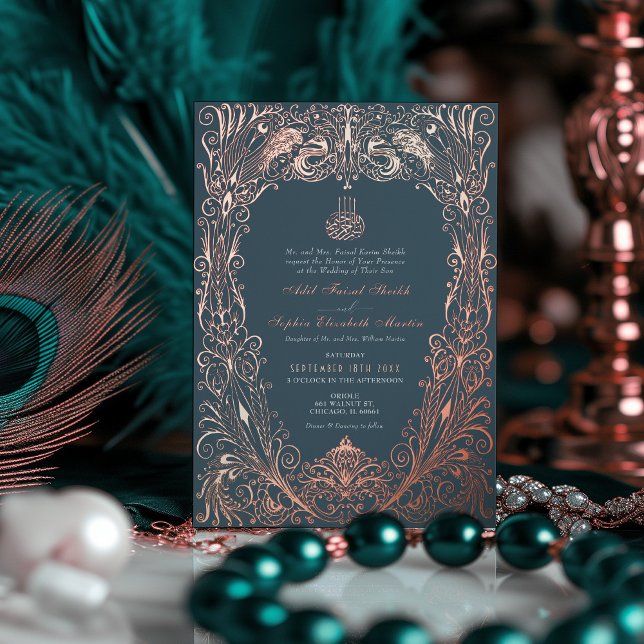 Invitation En Aluminium Rose islamique Gold Blue Mariage ottoman turc otto (Créateur téléchargé)
