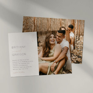 Invitation En Aluminium Rose ivoire moderne Gold 2 Mariage photo Foil