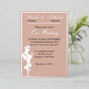 Invitation En Aluminium Rose, Mariage de cannelle pâle, Argent