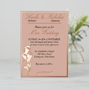 Invitation En Aluminium Rose, Mariage de cannelle pâle, or Rose