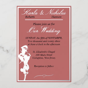 Invitation En Aluminium Rose, Mariage Rose de cannelle, Argent