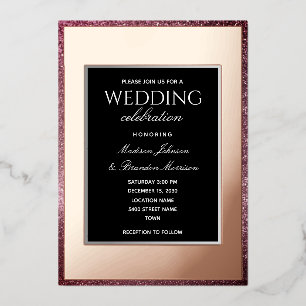 Invitation En Aluminium Rose minimum Gold et Mariage noir
