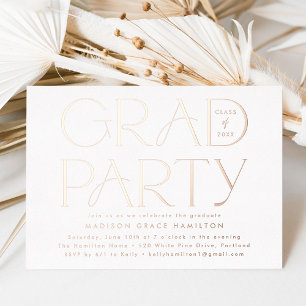 Invitation En Aluminium Rose moderne Gold Typography Graduation Party