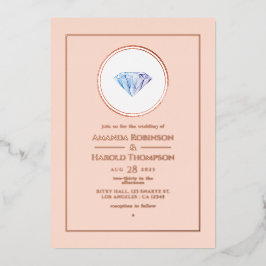 Invitation En Aluminium Rose or et rose vif Mariage diamant Foil Invi