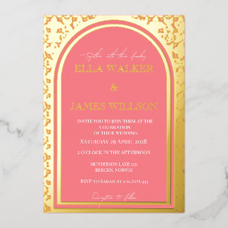 Invitation En Aluminium Rose Pâle Royale Arche Dorée (Uni)
