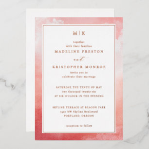 Invitation En Aluminium Rose poudré aquarelle