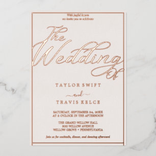 Invitation En Aluminium Rose romantique Gold Foil & Blush Frame Mariage