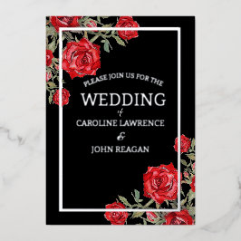 Invitation En Aluminium Rose rouge Mariage floral