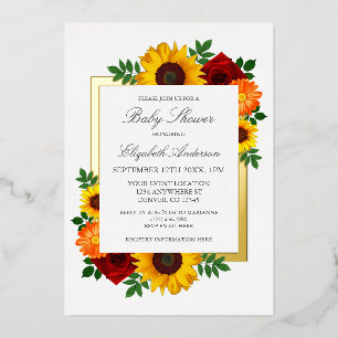 Invitation En Aluminium Rose Tournesol Automne Fleurs Bébé Shower
