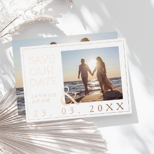 Invitation En Aluminium Rose White Photo Mariage Enregistrer notre Rose Da
