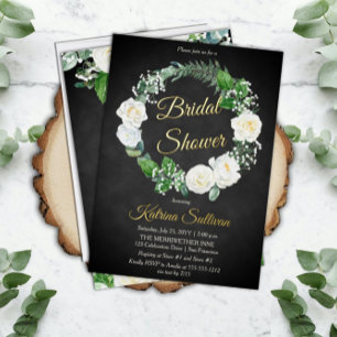 Invitation En Aluminium Roses blanches Couronne de Fleurs de Mariage F