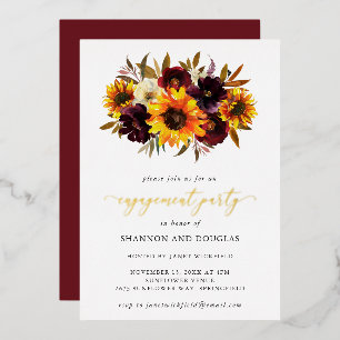 Invitation En Aluminium Roses de soleil de mariage rustique d'automne Or