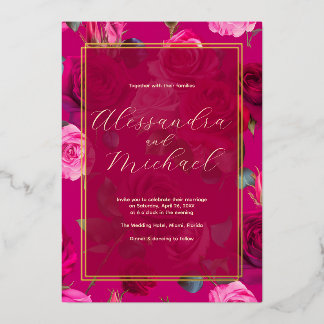 Invitation En Aluminium Roses roses roses sur Viva Magenta | MARIAGE