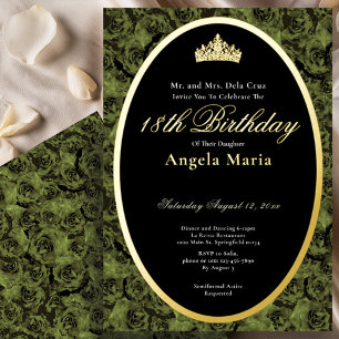 Invitation En Aluminium Roses Vert Sauge Classiques Début d'anniversaire 1