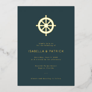 Invitation En Aluminium Roue Nautique Navy Élégante