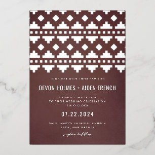 Invitation En Aluminium Rouge Bourgogne Mariage Sud-Ouest Éclat Argent