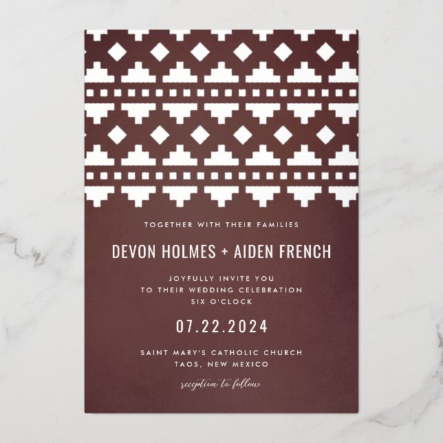 Invitation En Aluminium Rouge Bourgogne Sud-Ouest Gleam Mariage Argent (Recto)