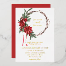 Rouge Poinsettia Pine vert Mariage de couronne