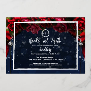 Invitation En Aluminium Rouge Rose Bleu Nuit Paillettes Mariage Glamour Ar