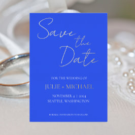 Invitation En Aluminium Royal Bleu Simple style mariage Enregistrer la dat