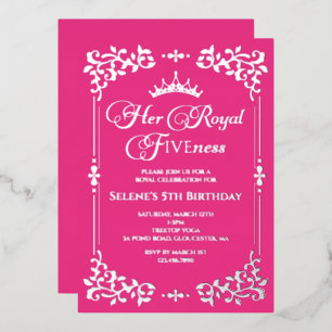 Invitation En Aluminium Royal Fiveness Princes 5th Birthday Foil Invitatia