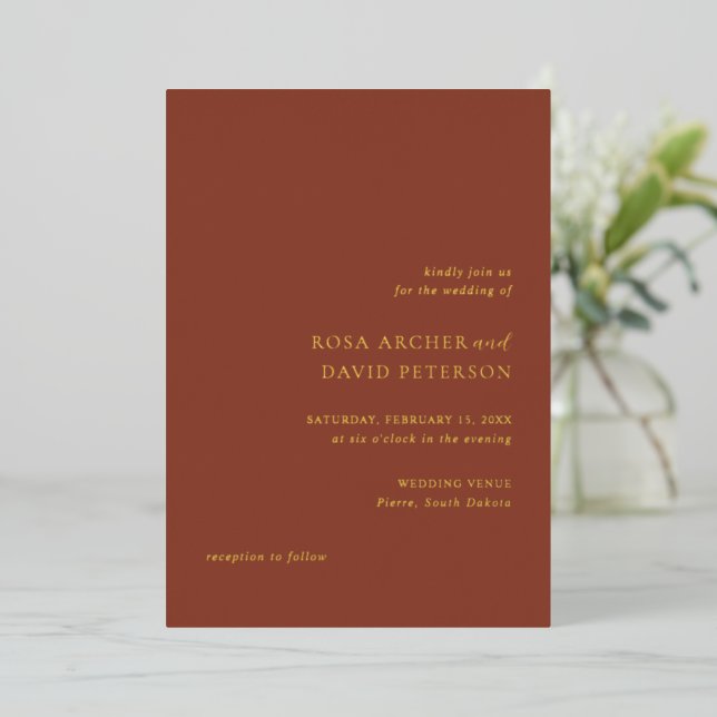 Invitation En Aluminium Rustic Copper Editorial Modern Wedding (Debout devant)