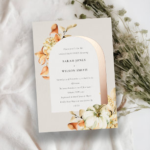 Invitation En Aluminium Rustique Automne Citrouille Arche Florale Engageme