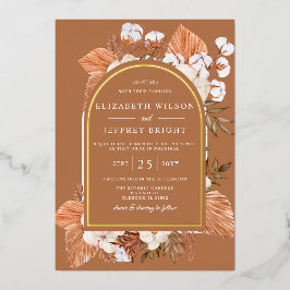 Invitation En Aluminium Rustique Terracotta Boho Pampas Arché Mariage