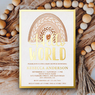 Invitation En Aluminium Rustique Terreux Aquarelle Arc-en-Ciel Baby Shower