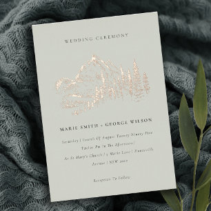 Invitation En Aluminium Saga Rose Doré Montagne Pin Ébauche Mariage