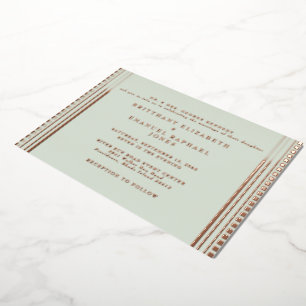 Invitation En Aluminium Sage Art Déco Rose Gold Foil Mariage