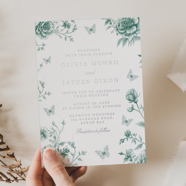 Invitation En Aluminium Sage enchanté et Mariage en argent (Créateur téléchargé)