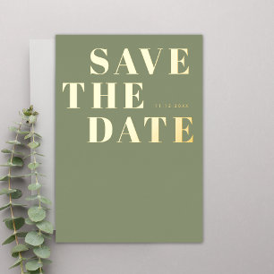 Invitation En Aluminium Sage Green Bold Mariage minimaliste Enregistrer la