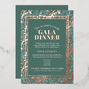 Invitation En Aluminium Sage green gold botanica dîner gala motif